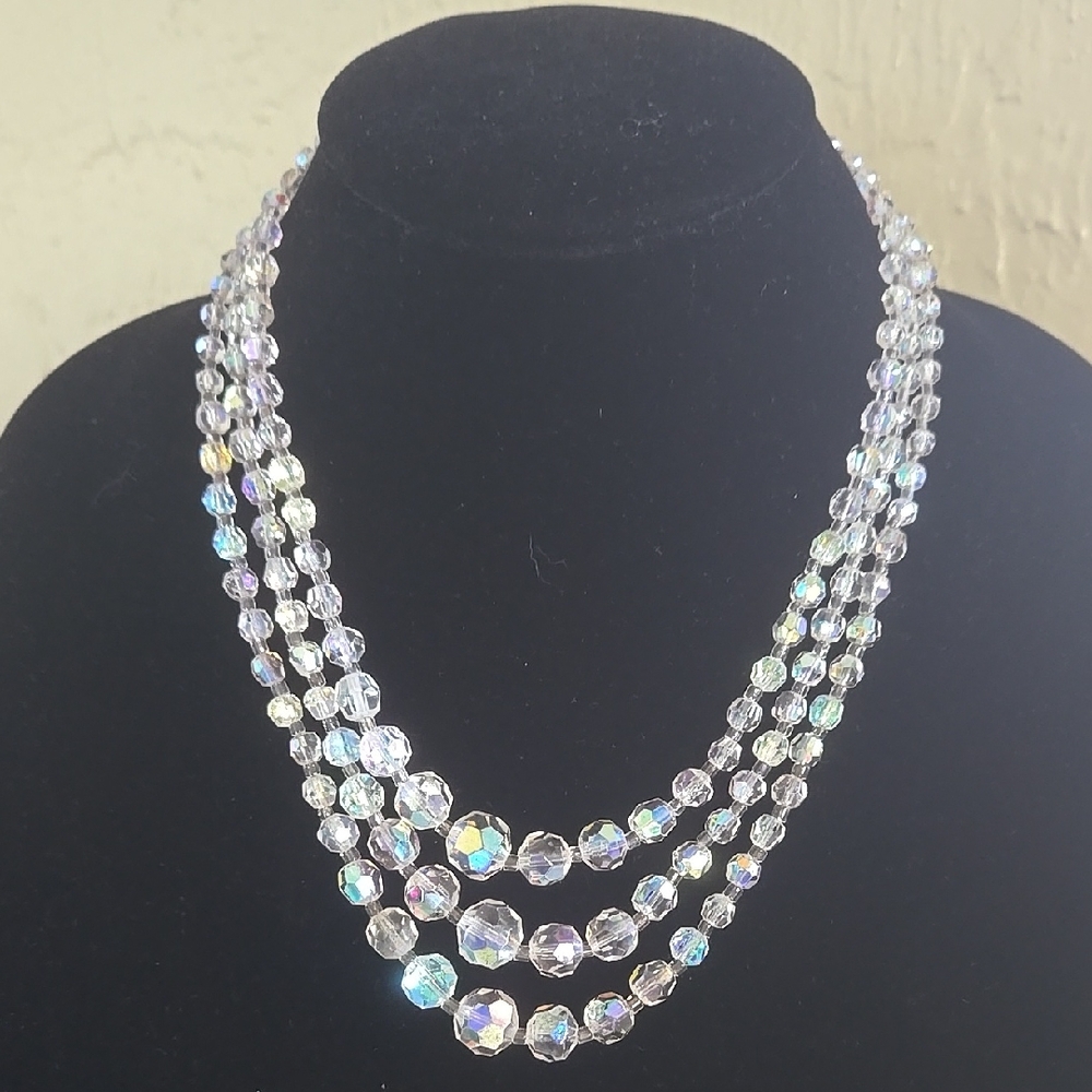 Vintage Crystal Beaded Necklace  18.5"